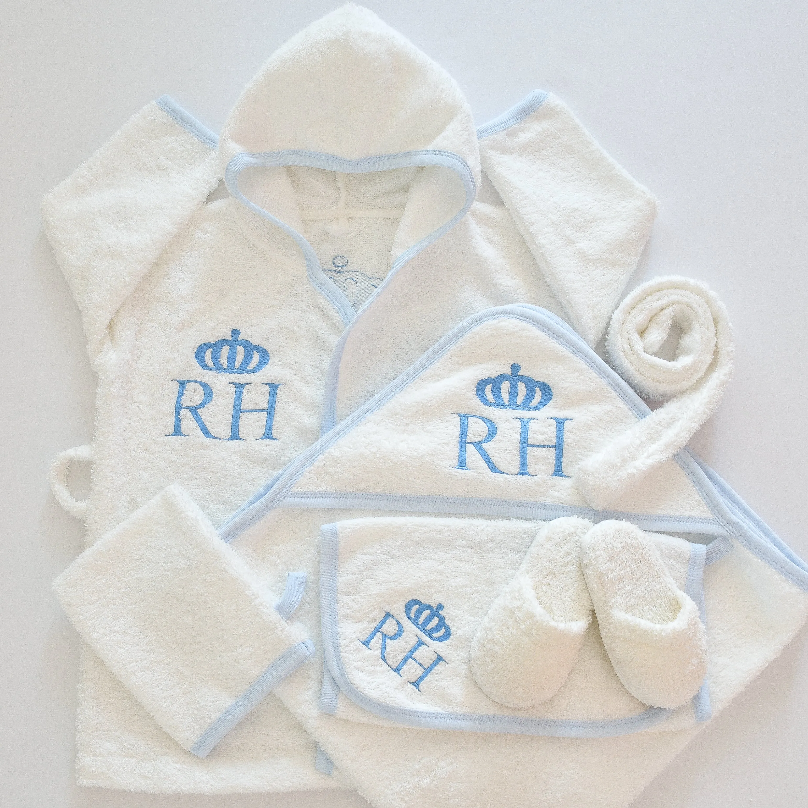 Personalised Prince Baby Boy Bathrobe Set