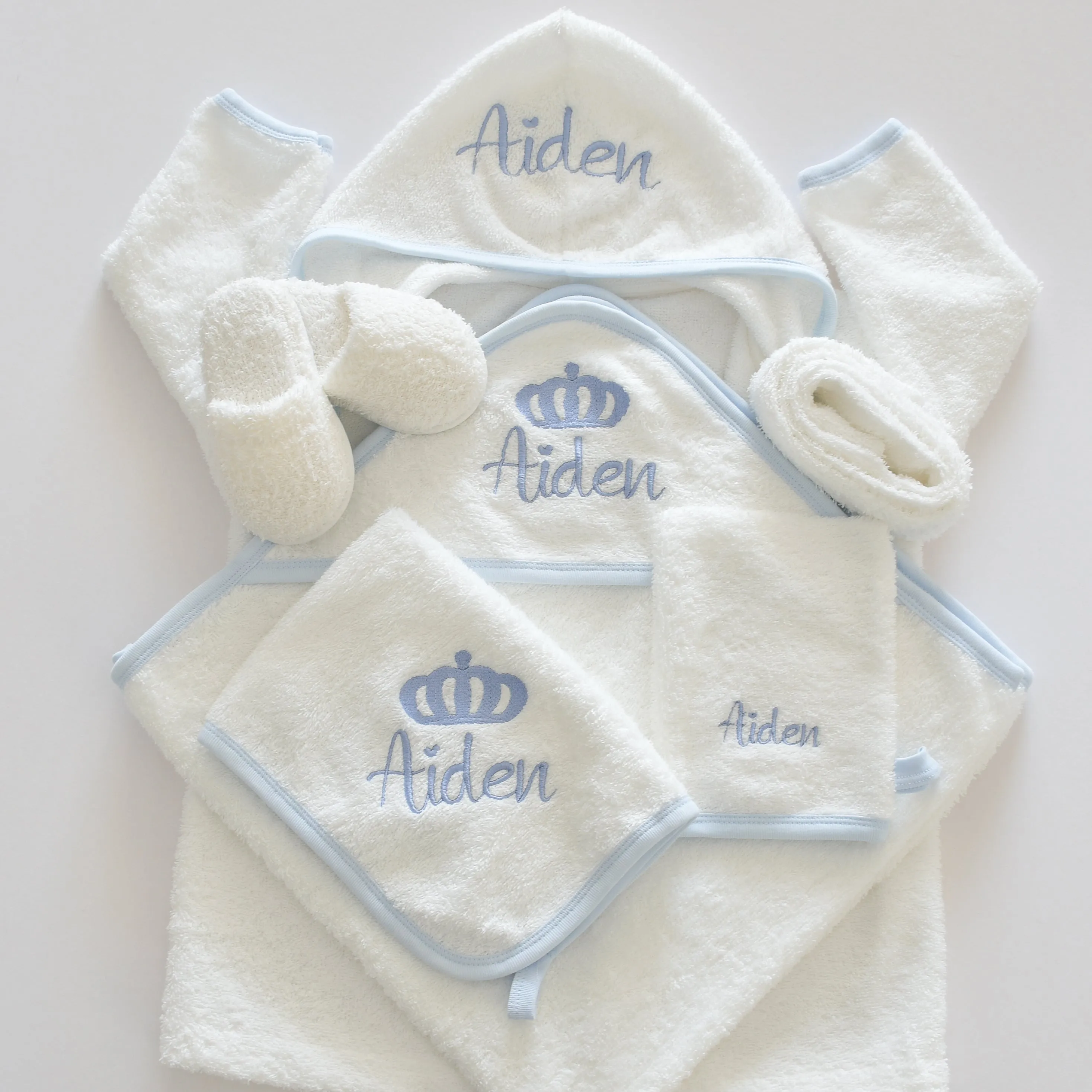 Personalised Prince Baby Boy Bathrobe Set