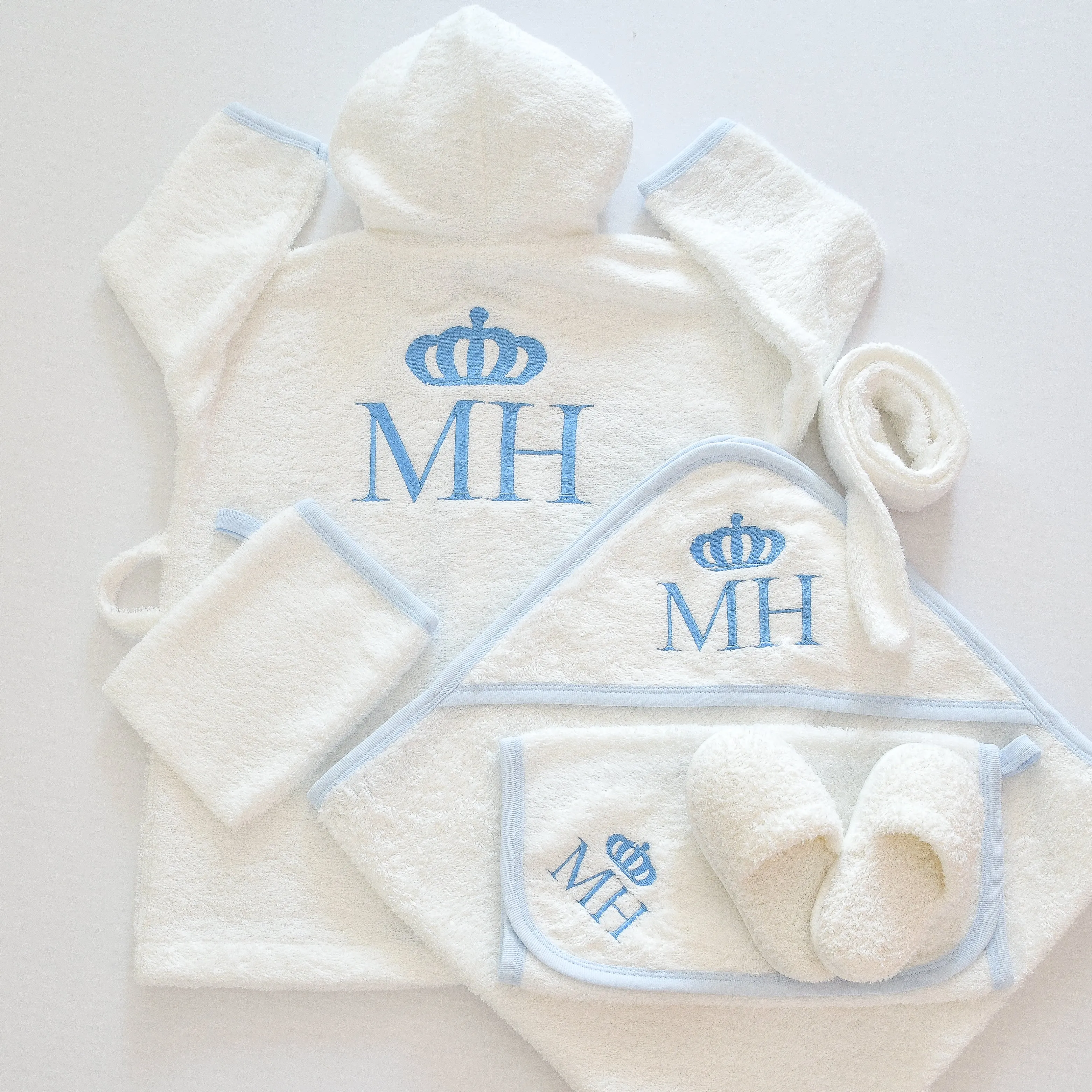 Personalised Prince Baby Boy Bathrobe Set