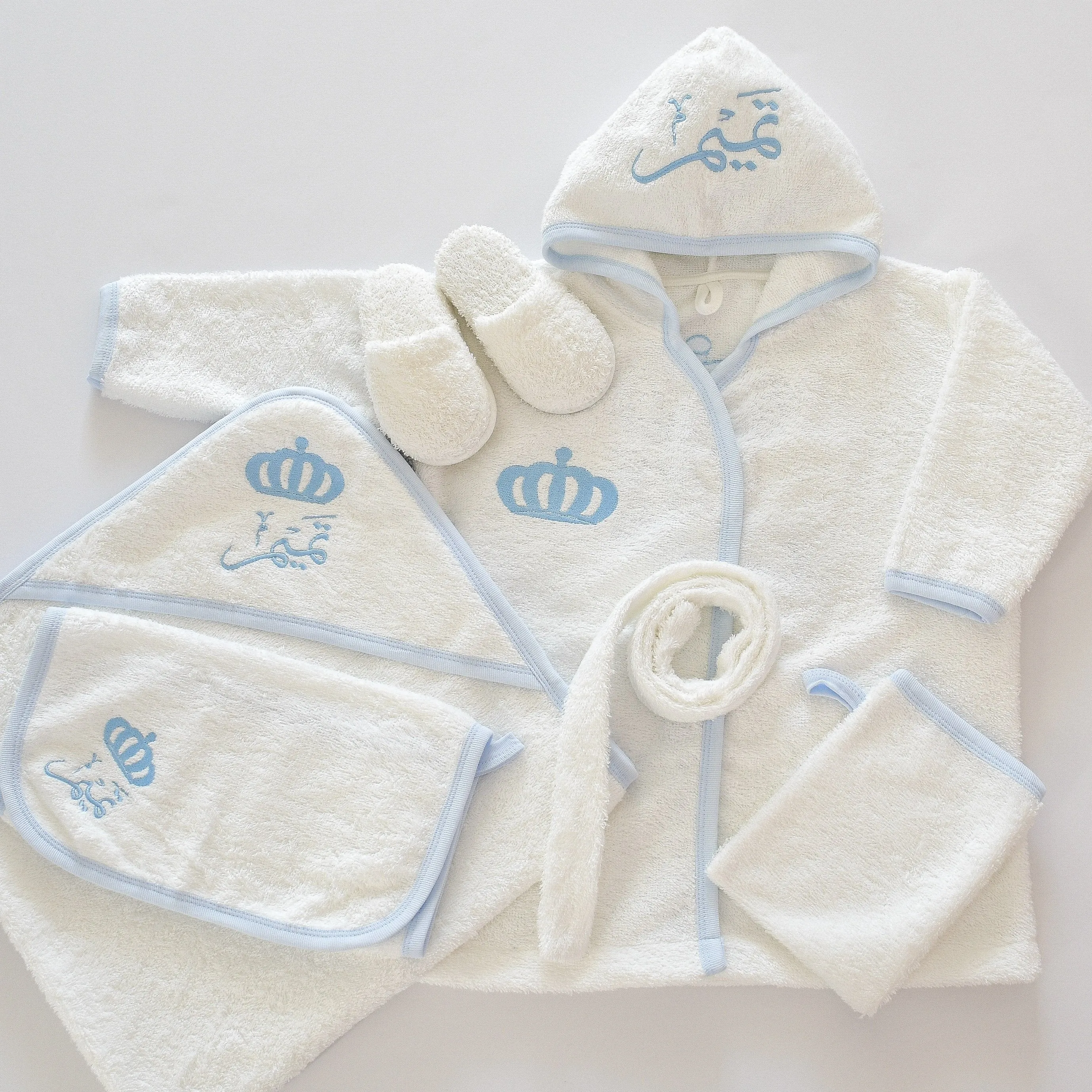 Personalised Prince Baby Boy Bathrobe Set