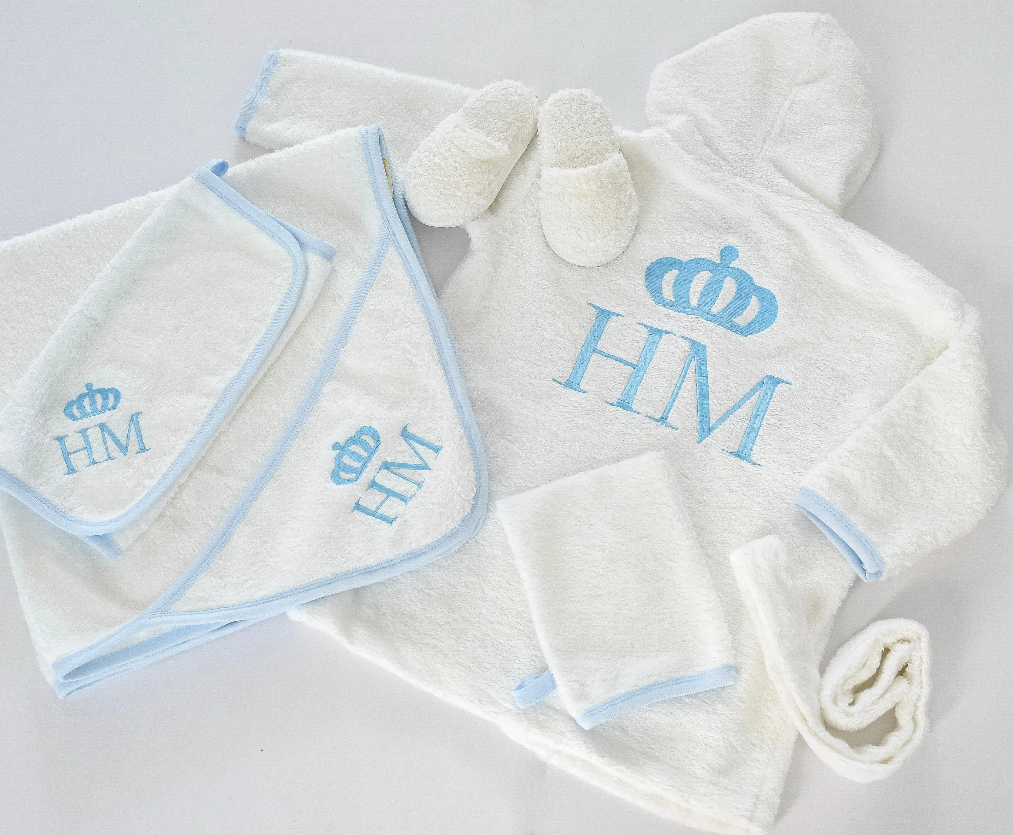 Personalised Prince Baby Boy Bathrobe Set