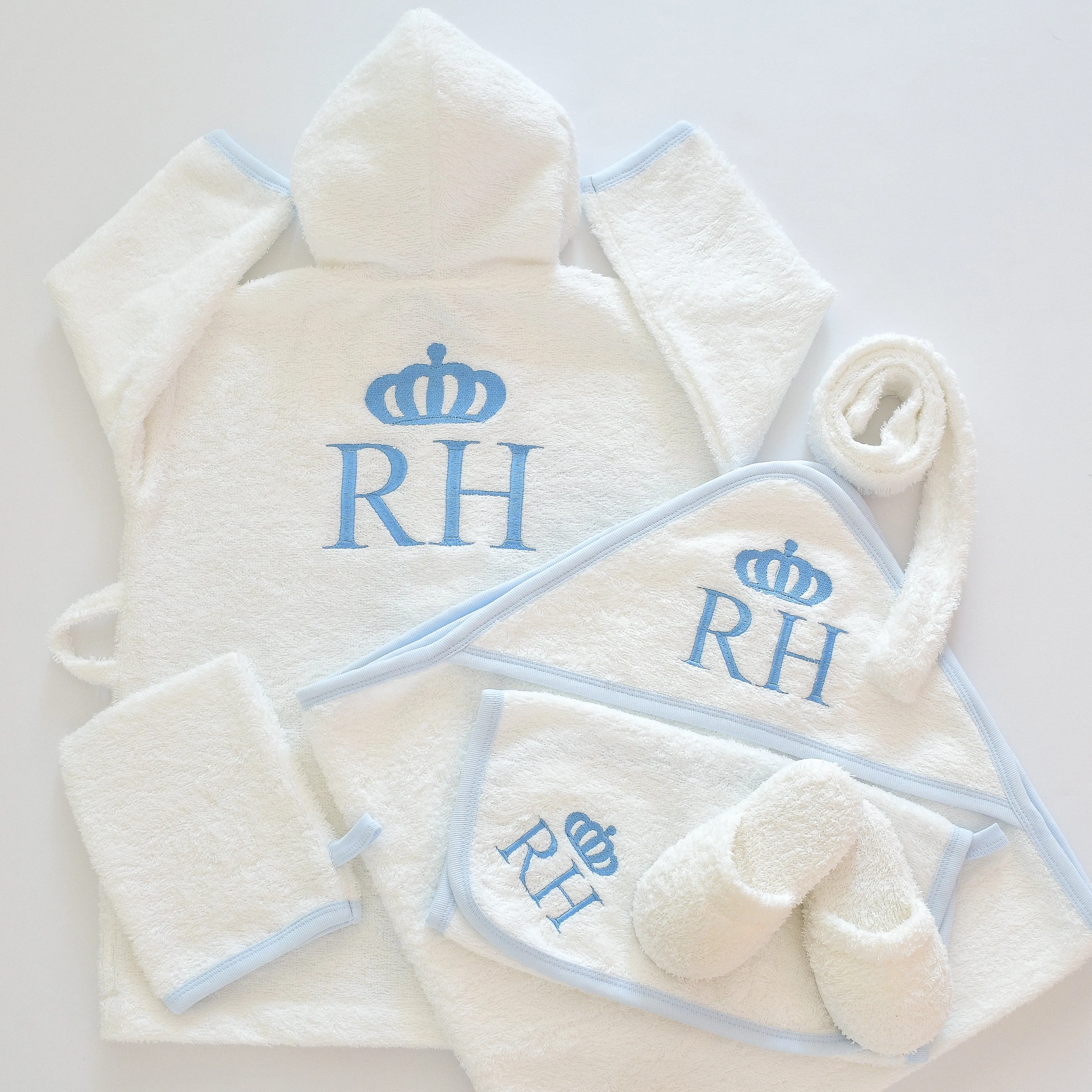 Personalised Prince Baby Boy Bathrobe Set