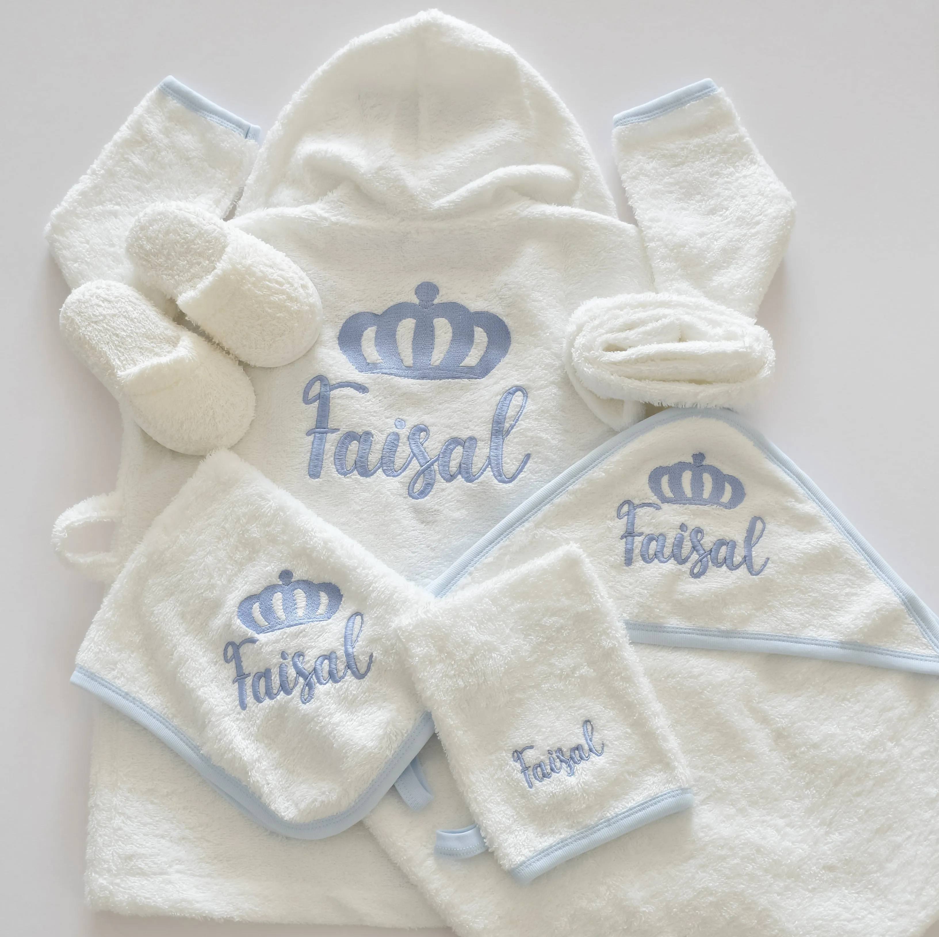 Personalised Prince Baby Boy Bathrobe Set