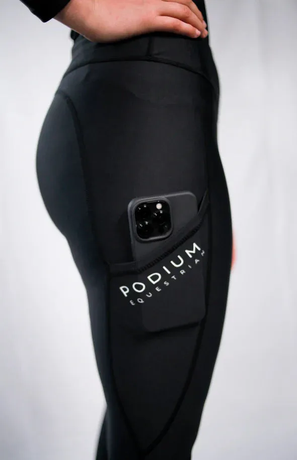 Podium Equestrian High Performance Tights with Pockets- Black