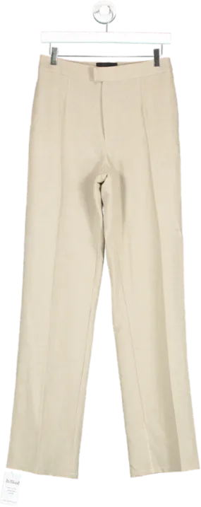 PrettyLittleThing Beige Label Oatmeal Tailored Straight Leg Trousers UK 6