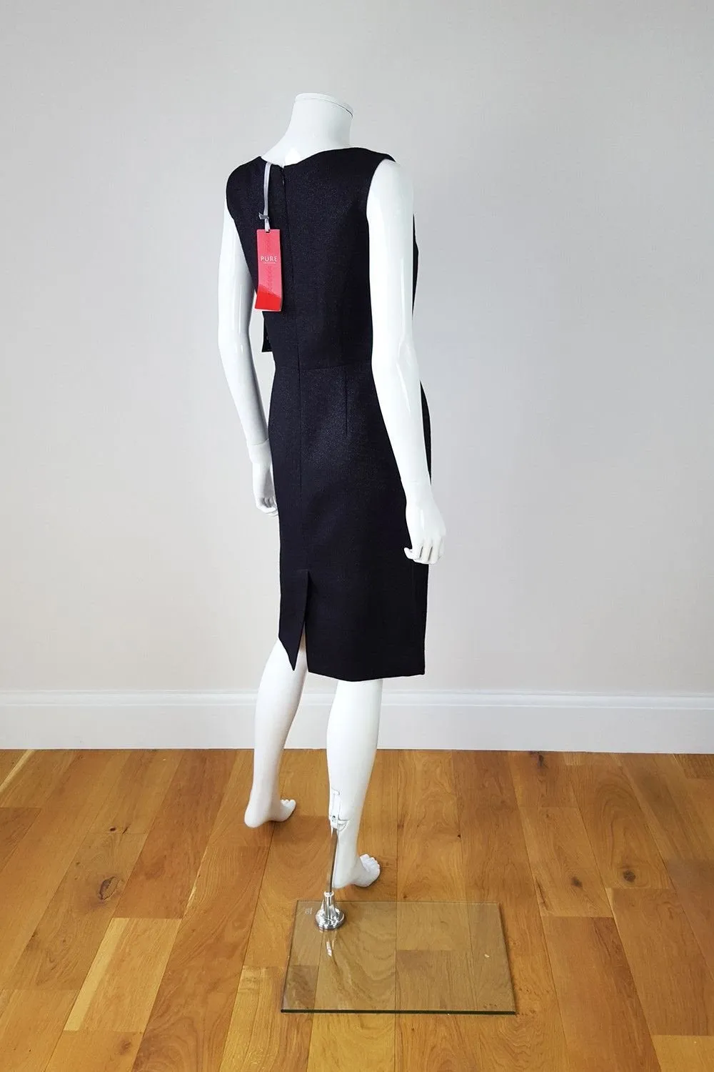 PURE COLLECTION Tulip Black Sleeveless Shift Dress (UK 8)