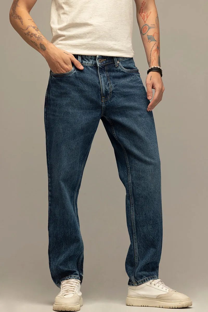 Refined Dark Blue Relaxed Fit Jeans