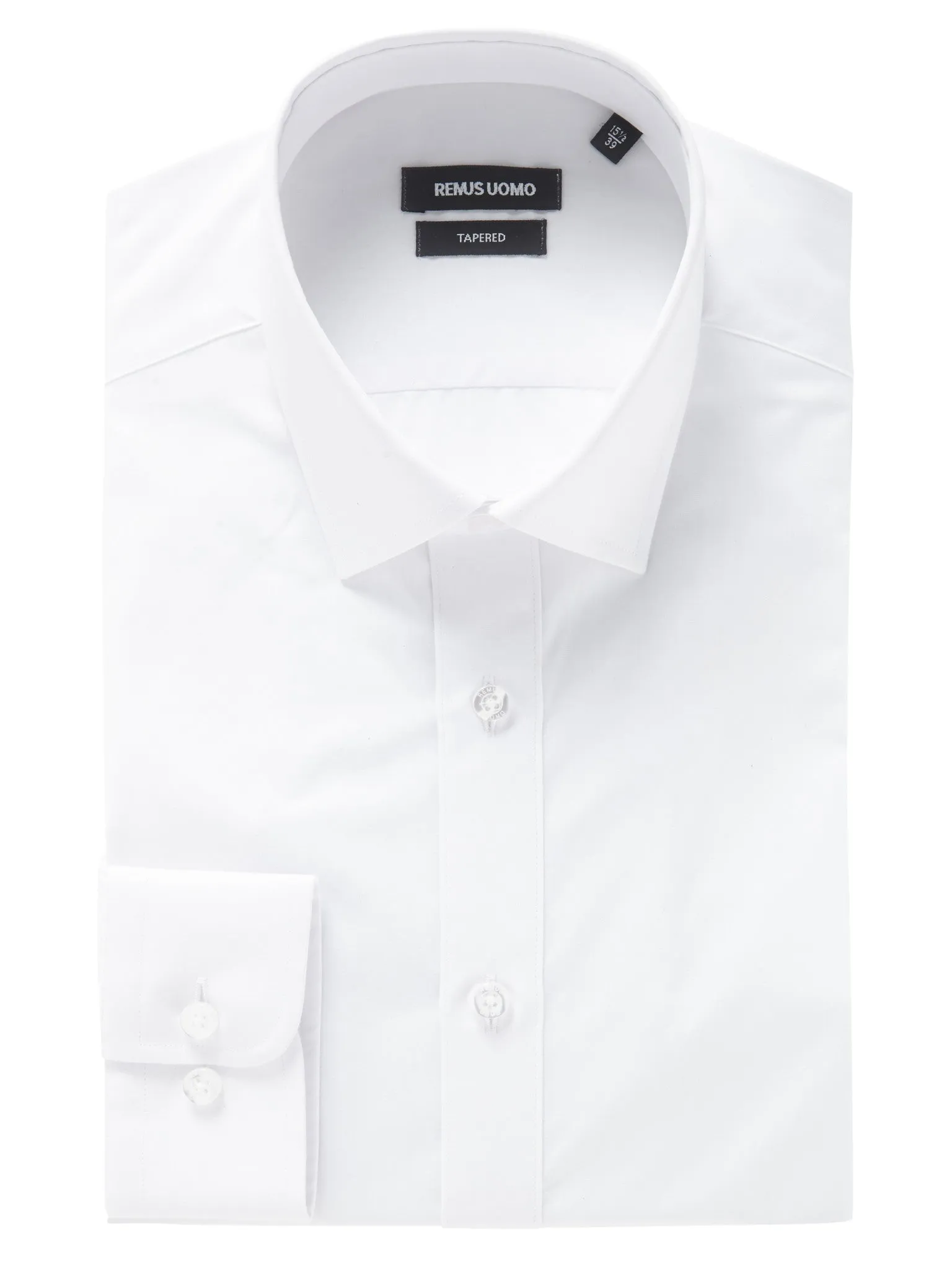 REMUS UOMO Tapered Fit Plain Shirt/White - AW21 CORE