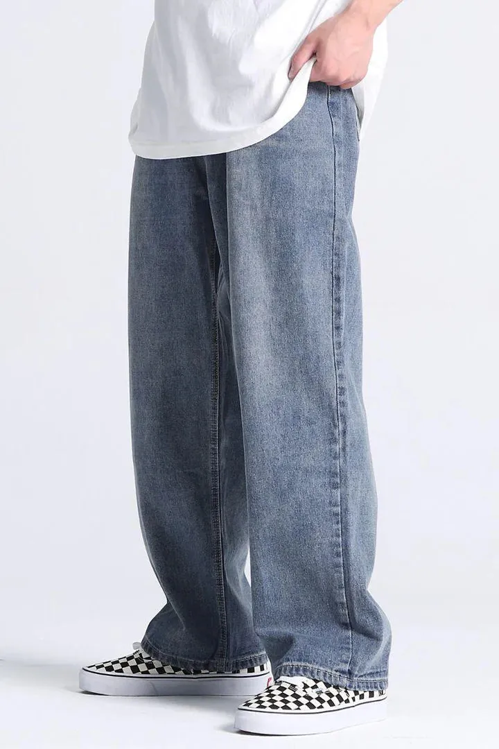 Retro Blue Wash Baggy Jeans