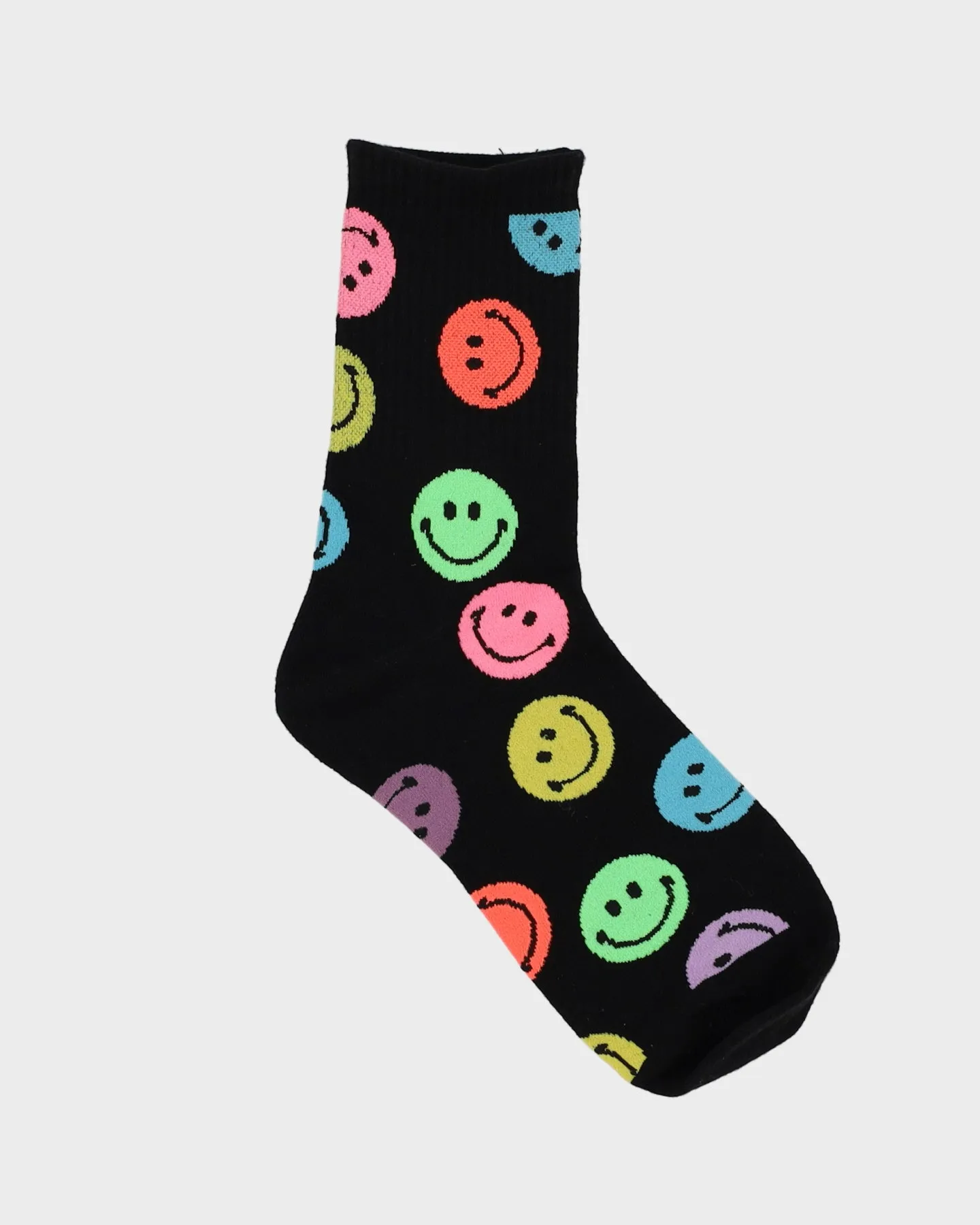 Smiley All Over Print Multi Colour Black Socks