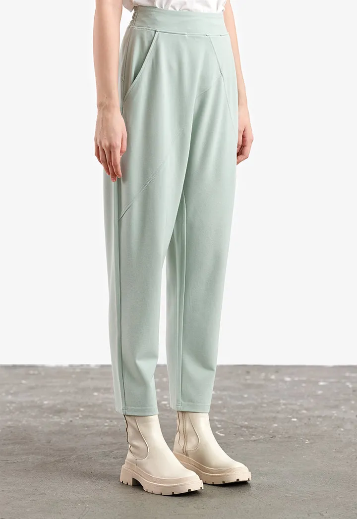 Solid Asymmetrical Pattern Baggy Trouser