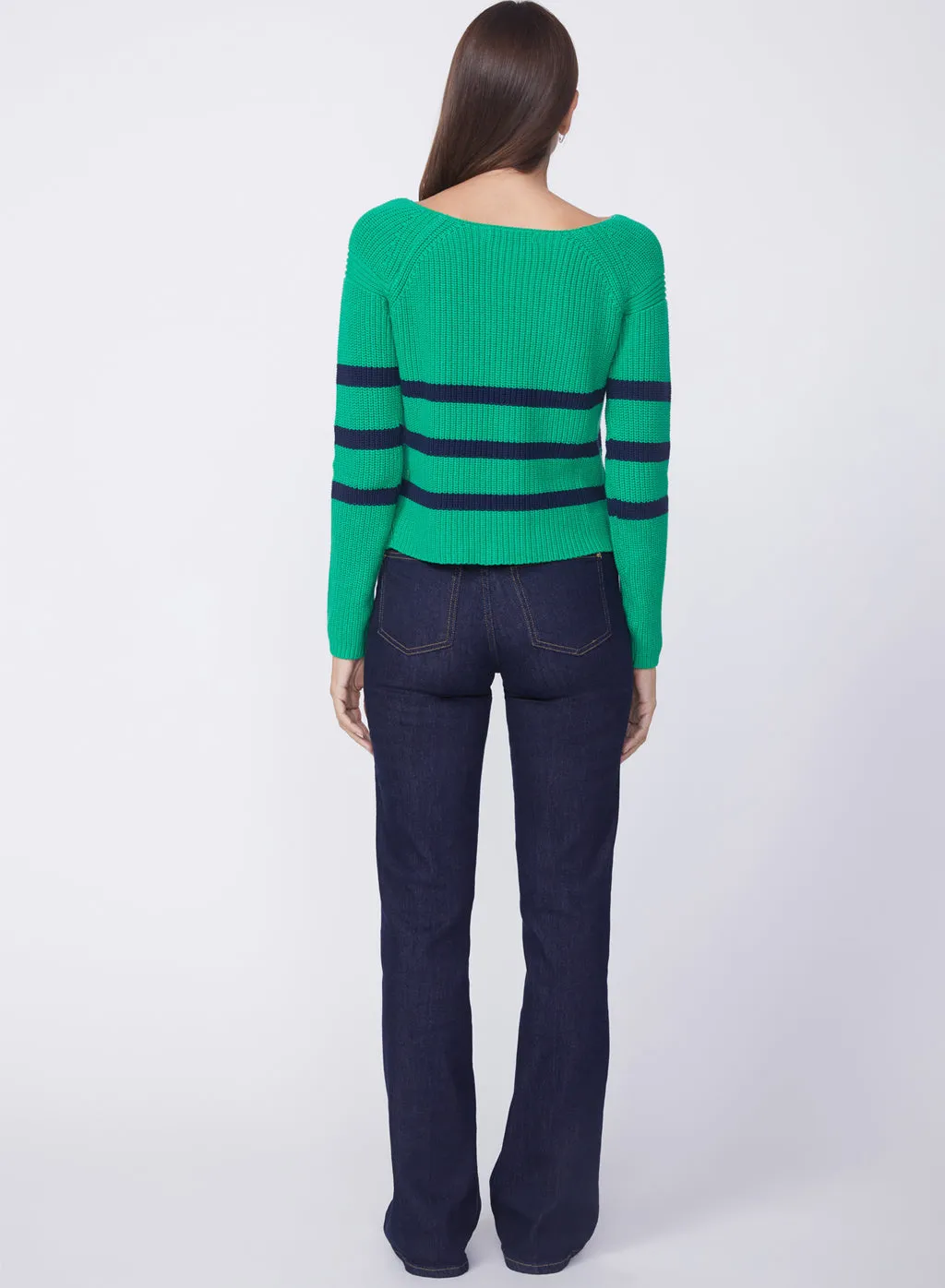 Striped Raglan Pullover Sweater in Irish Crush