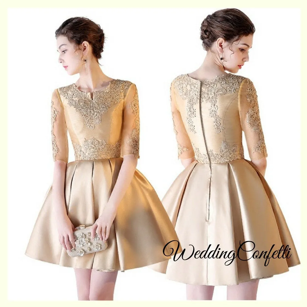 The Arissa Gold Embroidered Dress