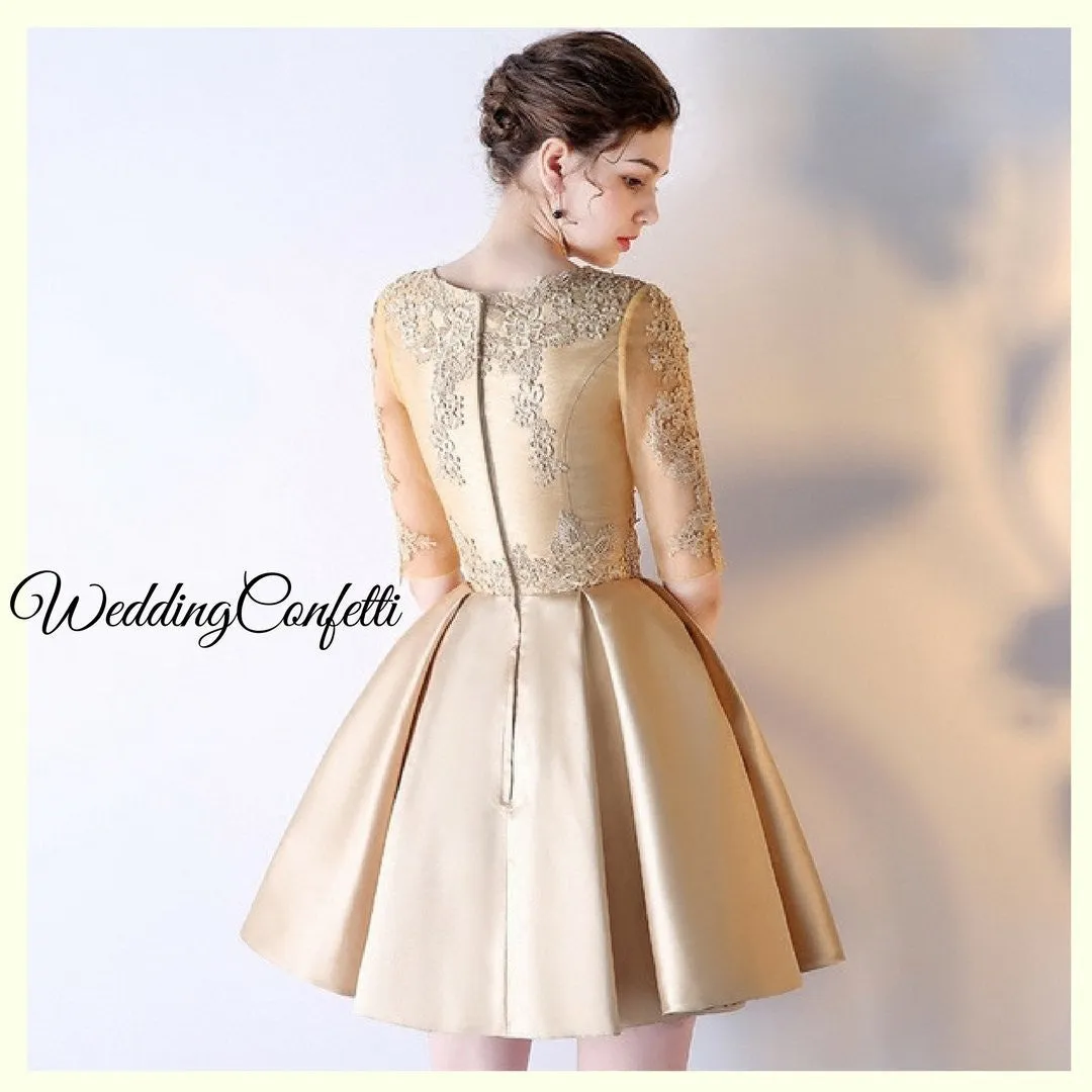 The Arissa Gold Embroidered Dress