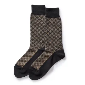 The Crew Sock in Coal Jacquard