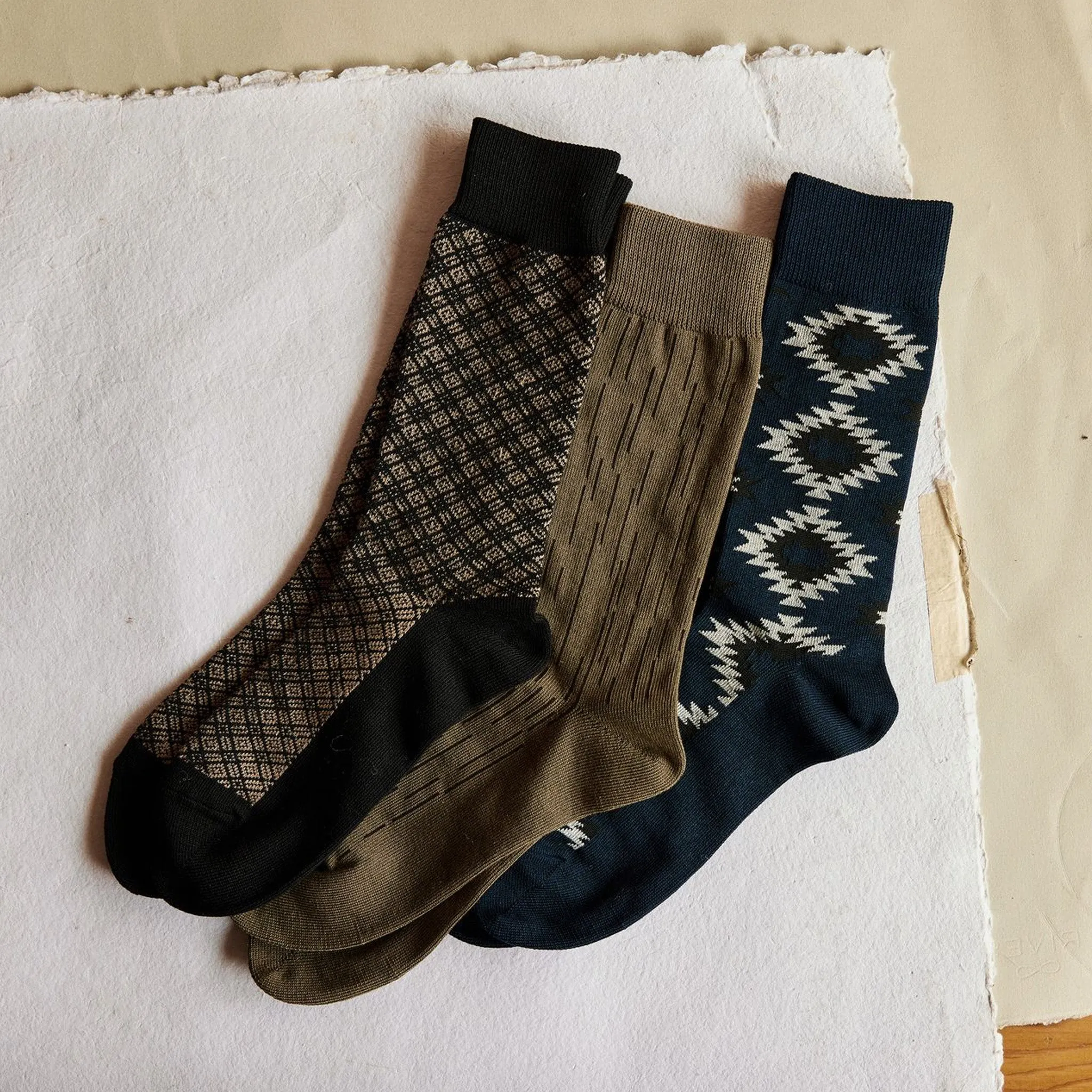 The Crew Sock in Coal Jacquard