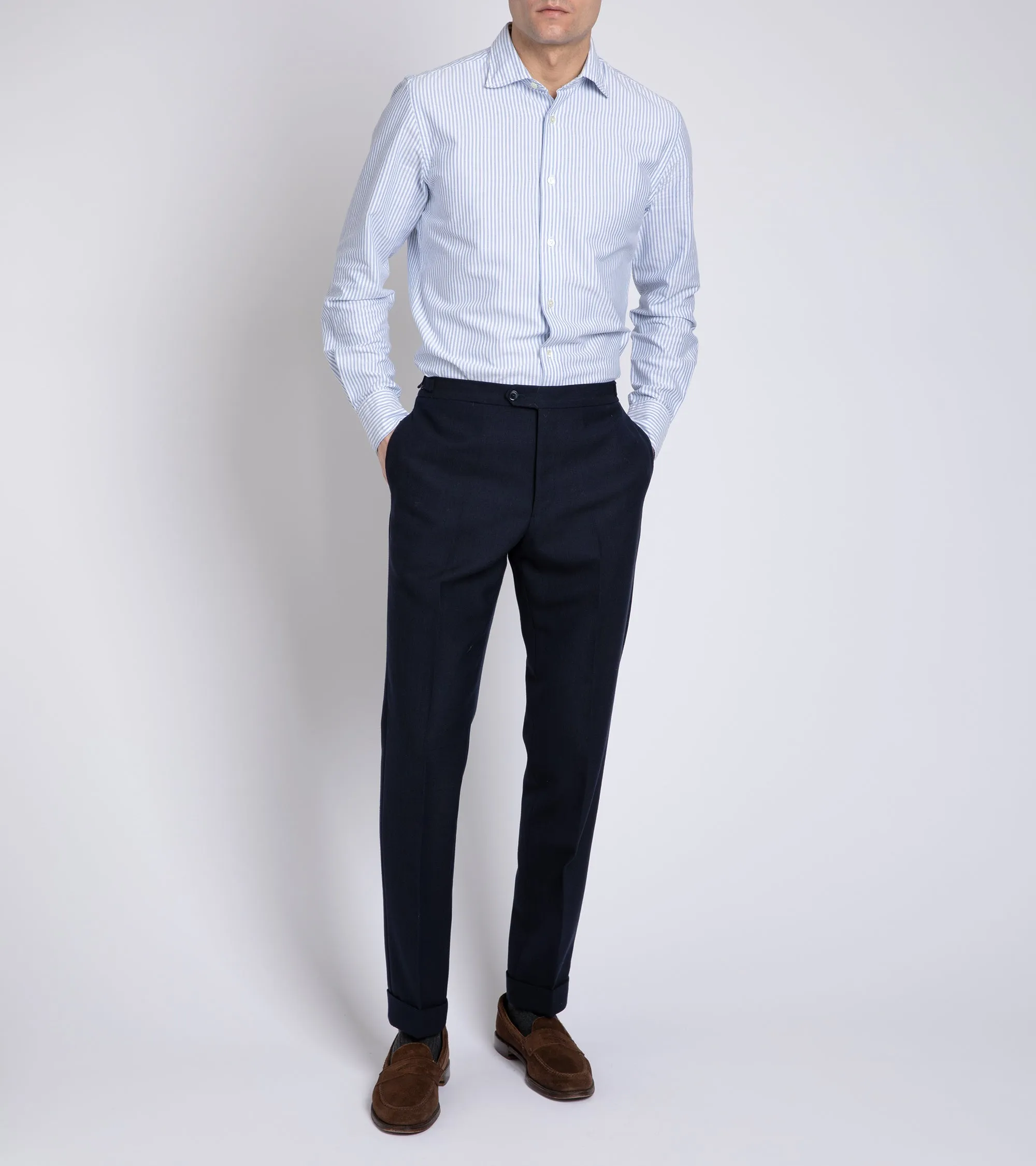 Trunk Audley Cotton Oxford Shirt: Light Blue Stripe