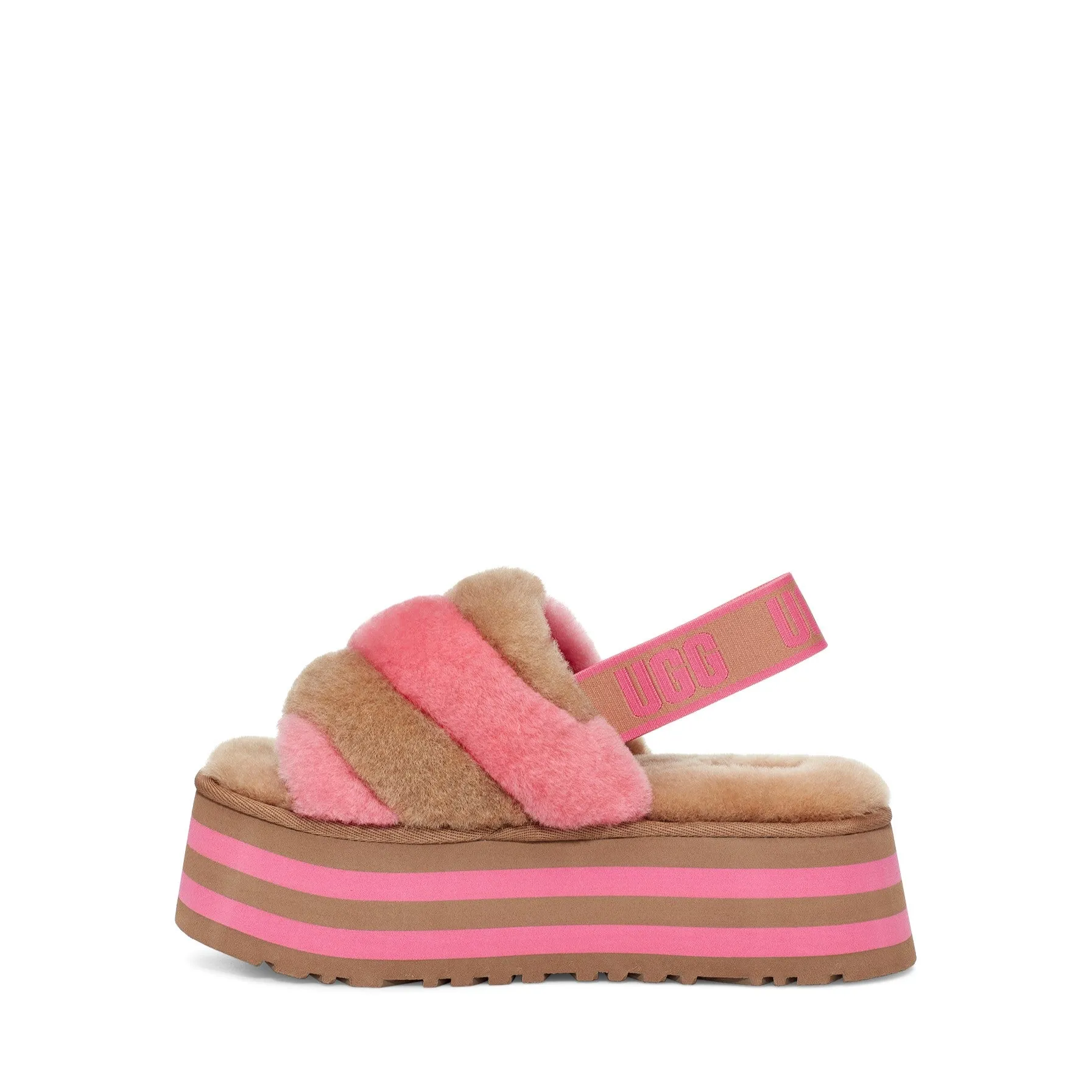 UGG® Disco Stripe Slide Chestnut / Pink Rose Combo