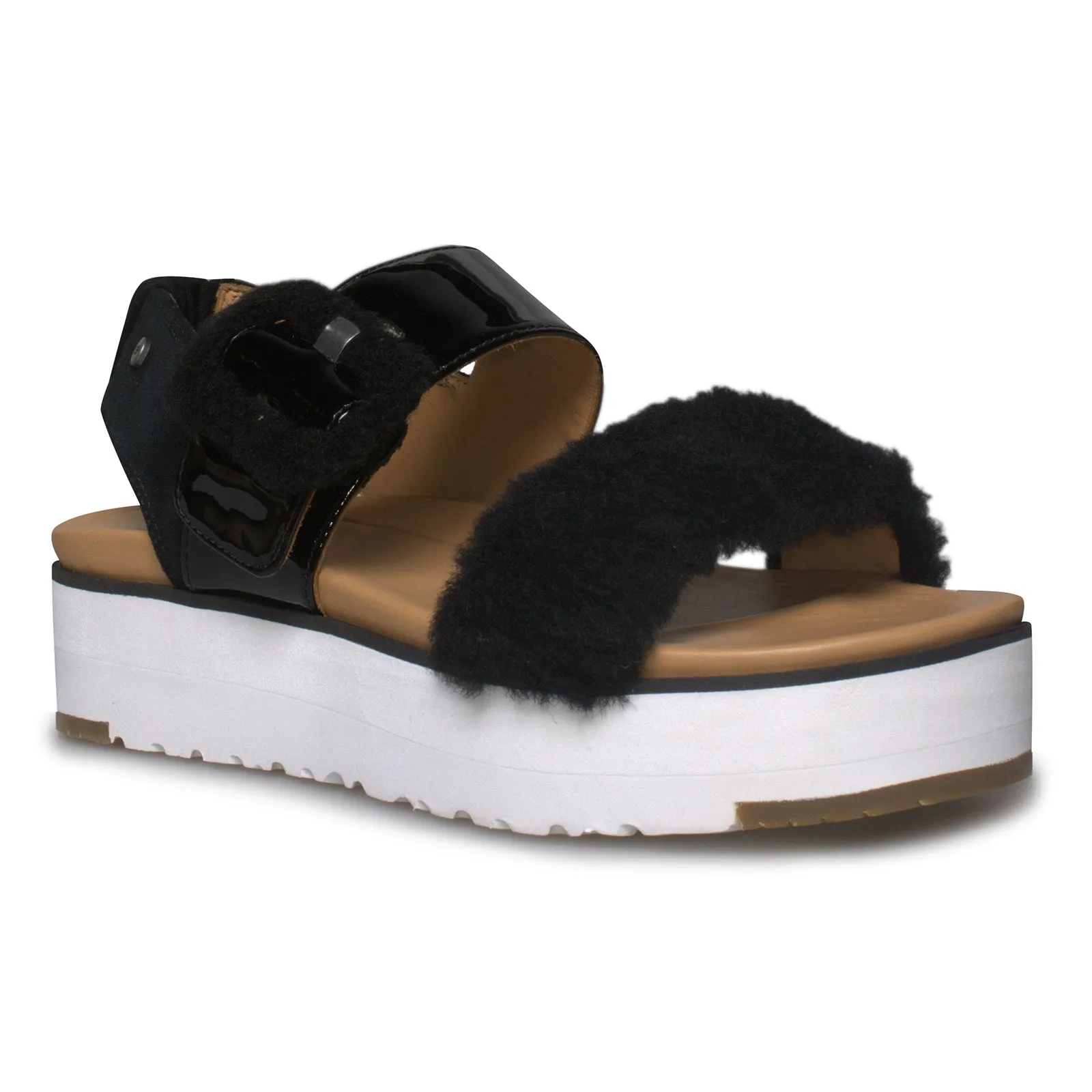 UGG Fluff Chella Black Sandals - Women's