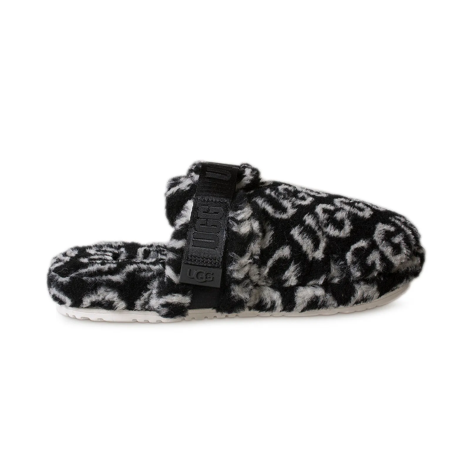 UGG Fluff It Pop Black / White Slippers - Men's