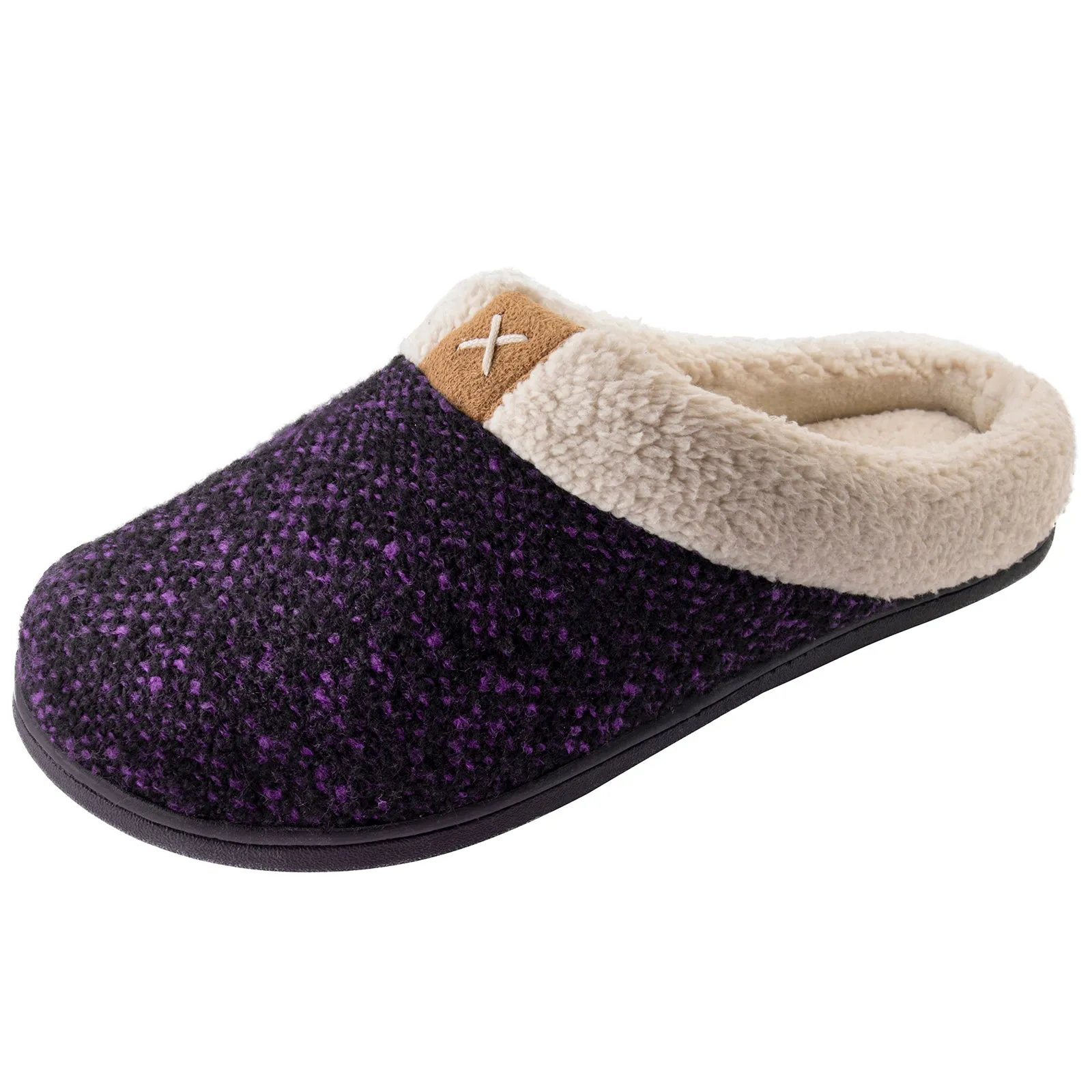 Women's Sherpa Collar Memory Foam Clog Slippers