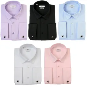 Xact Men's Plain Poplin Formal Shirt with Double/ French Cuff and Cuff Links